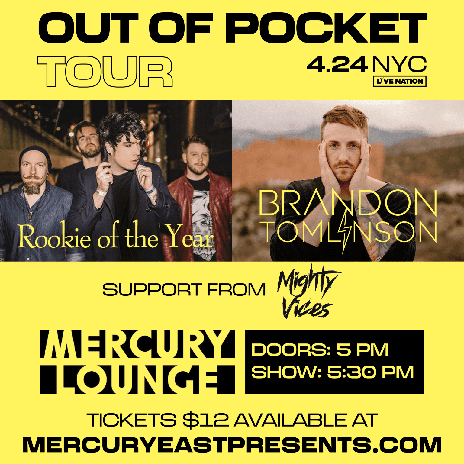 Poster: Out of Pocket Tour, Mercury Lounge